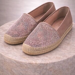 René Caovilla — Crystal-Embellished Pink Espadrille Flats - Women